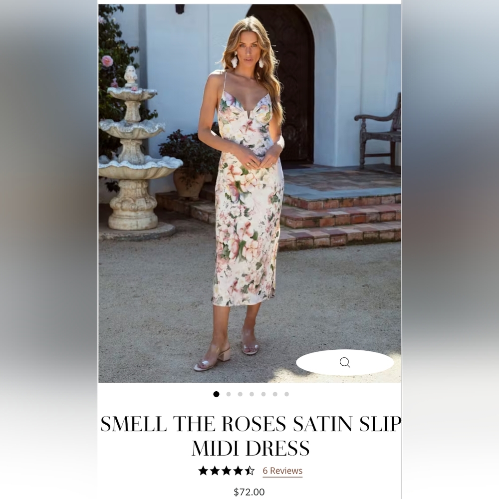 Vici Collection Smell the Roses Satin Slip Midi Dress Size Medium
